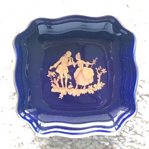 Limoges Cobalt Blue Trinket Dish made in France